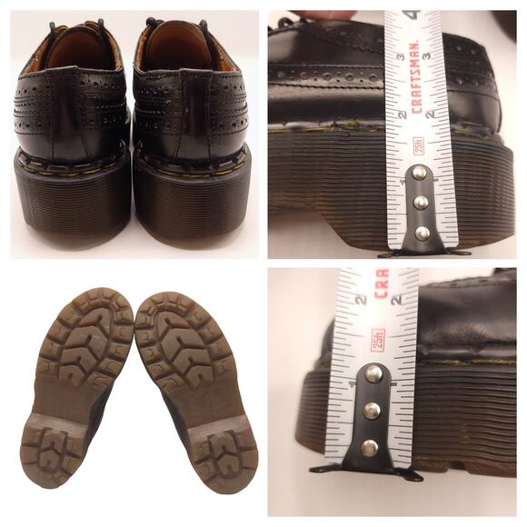 Dr. Martens 90s Vintage Brogue Platform Wingtip Steel Toe Black Womens Size 6 - Picture 3 of 11